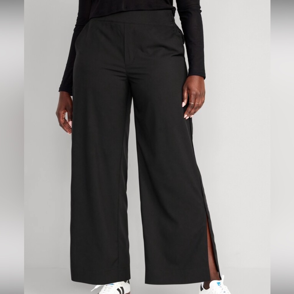 Old Navy High-Waisted StretchTech Wide-Leg Pants Black Sz large Petite